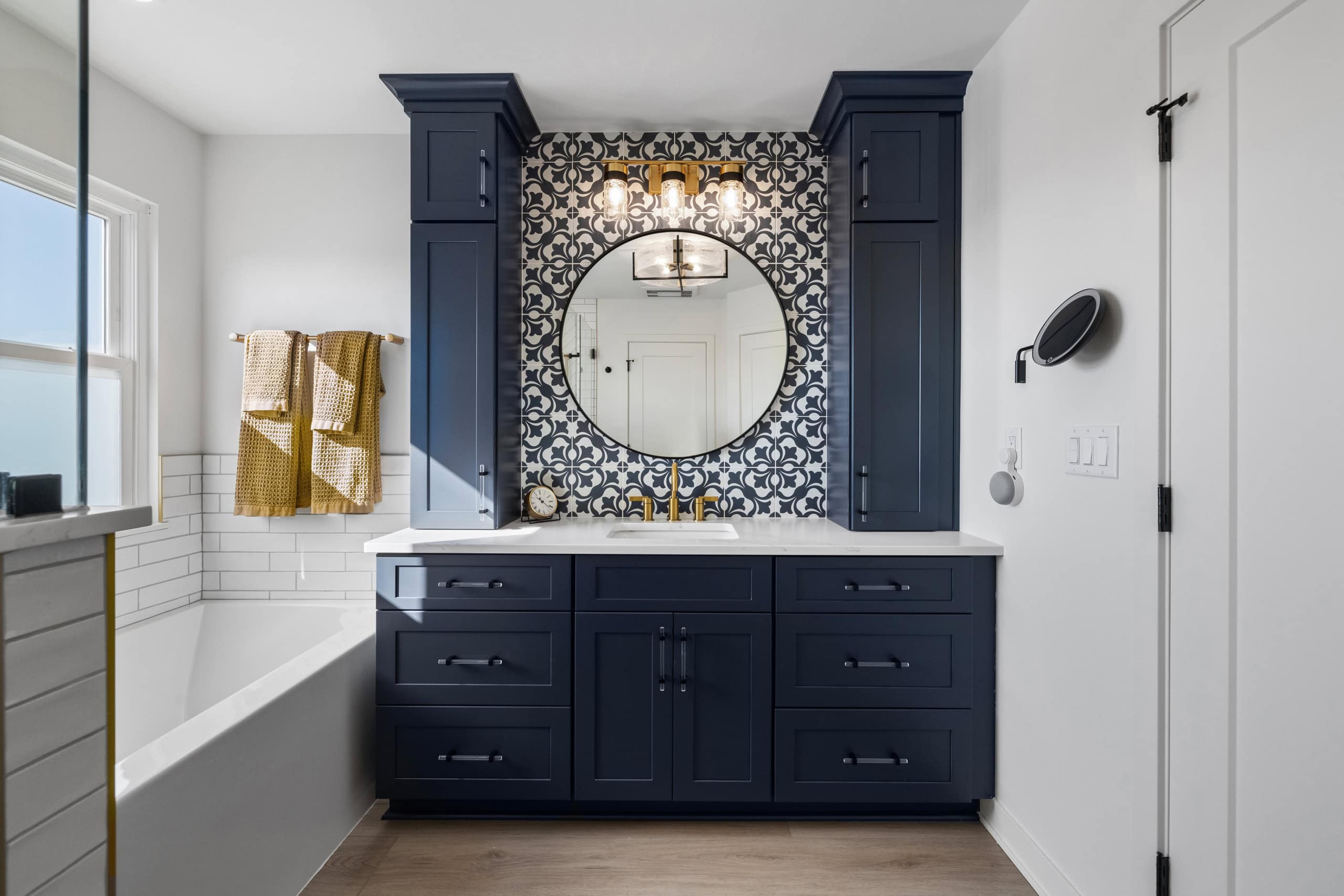 Our home remodeling contractors can design and install custom bathroom cabinetry